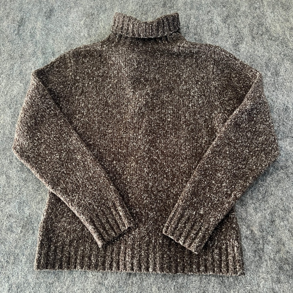 LL Bean Womens Medium Regular Button Up Shawl Collar Cardigan Brown Wool Blend - Picture 2 of 3